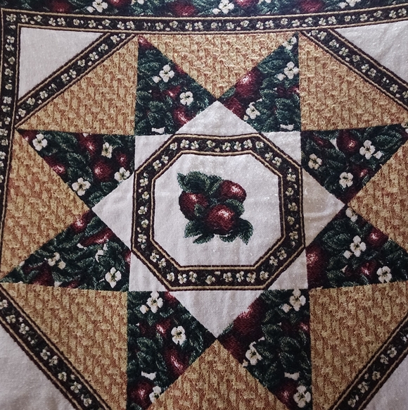 Vintage Floral & Apple Tapestry Fringe Blanket By Beacon Blanket Company - Picture 2 of 7